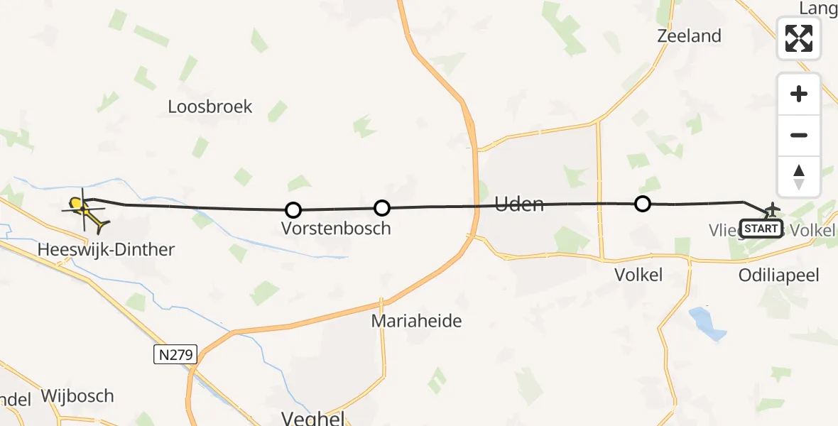 Routekaart van de vlucht: Lifeliner 3 naar Heeswijk-Dinther, Zeelandsedijk
