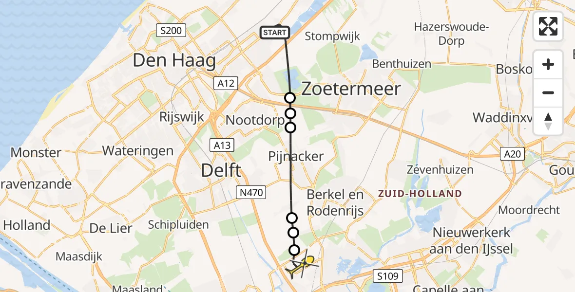 Routekaart van de vlucht: Lifeliner 2 naar Rotterdam The Hague Airport, Veursestraatweg