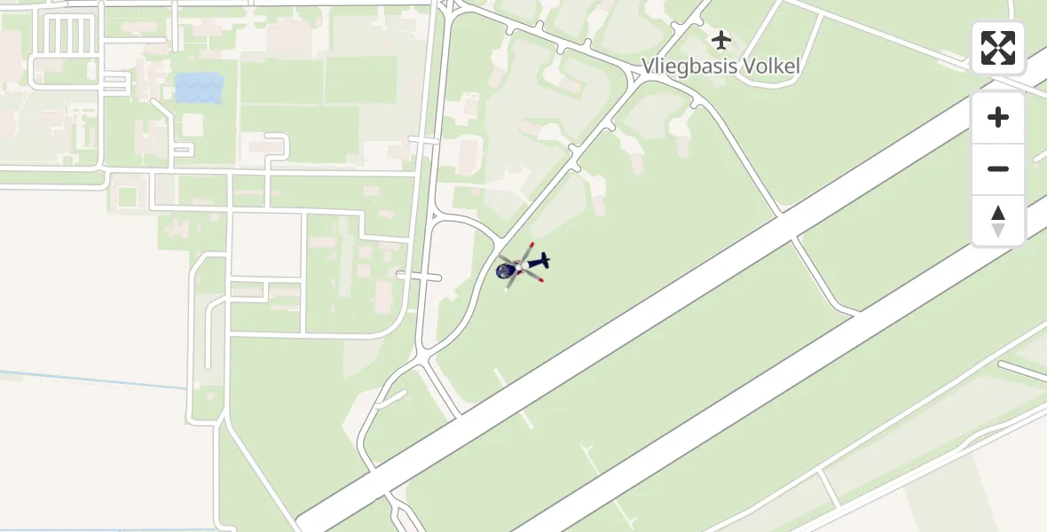 Vluchtroute Politiehelikopter van Vliegbasis Volkel naar Vliegbasis Volkel