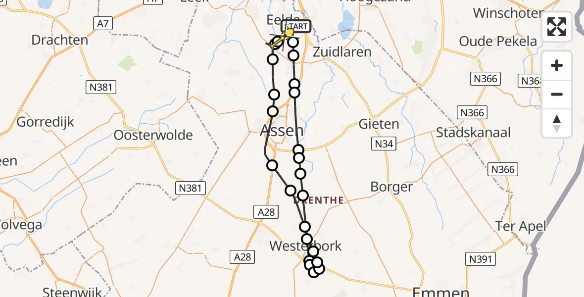 Routekaart van de vlucht: Lifeliner 4 naar Donderen, Homsteeg