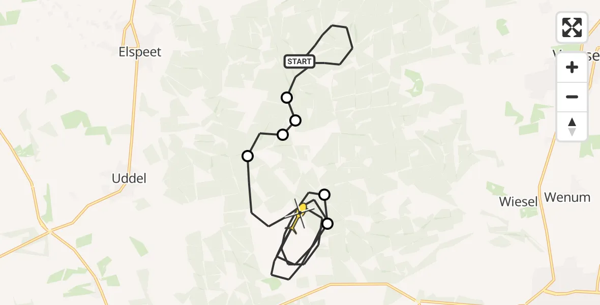 Routekaart van de vlucht: Politieheli naar Uddel, Paalweg