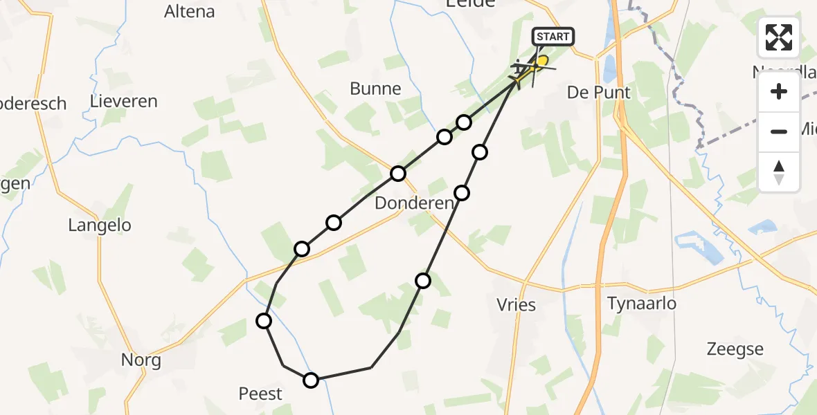 Routekaart van de vlucht: Lifeliner 4 naar Groningen Airport Eelde, Luchtenburgerweg