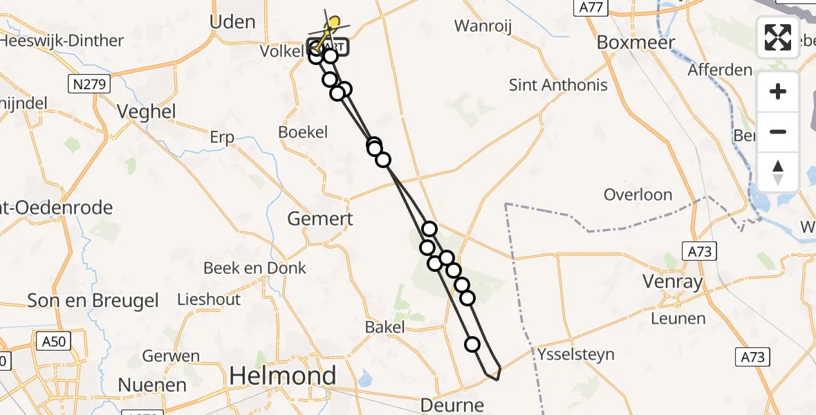 Routekaart van de vlucht: Lifeliner 3 naar Vliegbasis Volkel, Nachtegaallaan