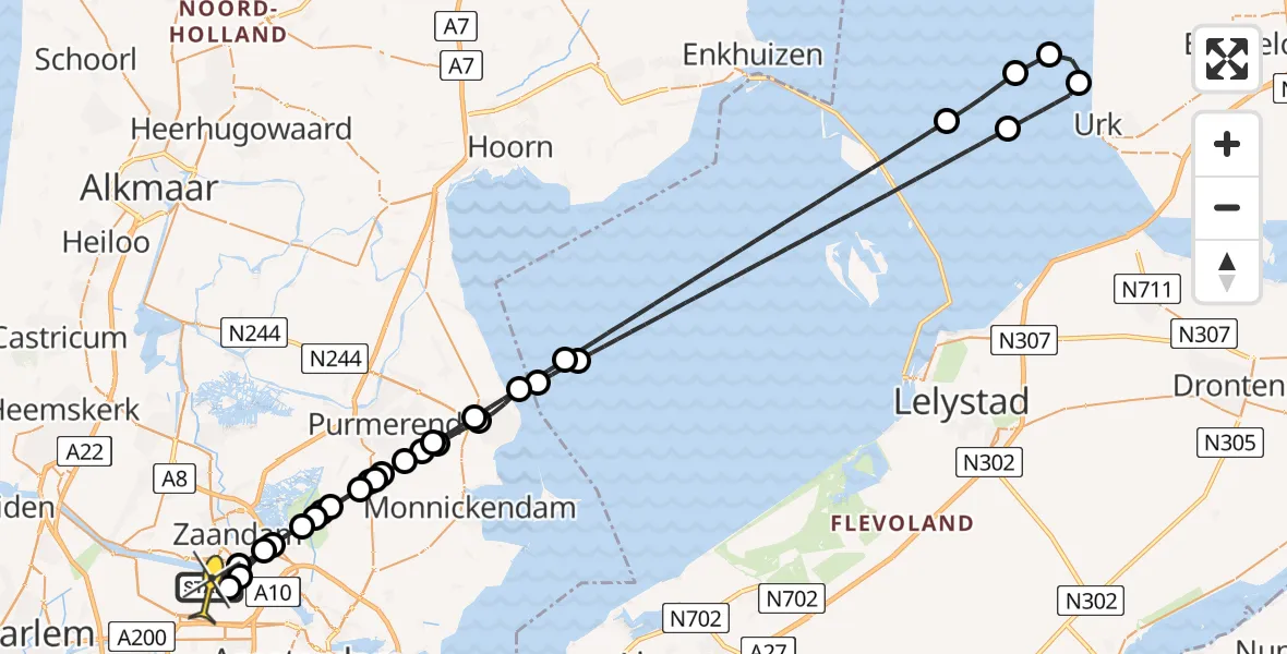 Routekaart van de vlucht: Lifeliner 1 naar Amsterdam Heliport, Hemkade