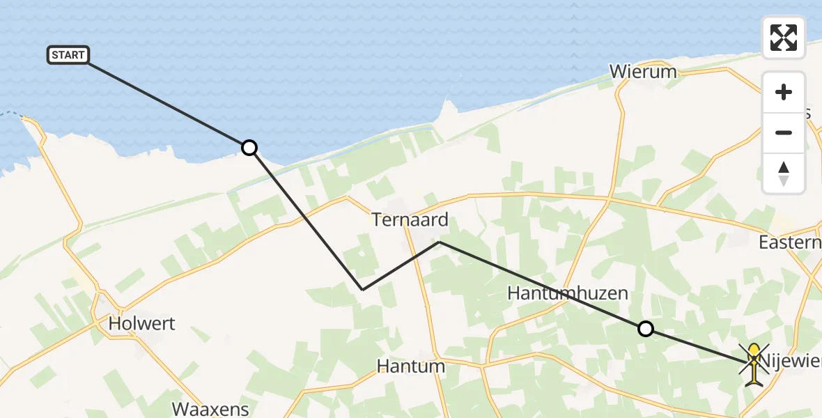 Routekaart van de vlucht: Ambulancehelikopter naar Niawier, De Singel