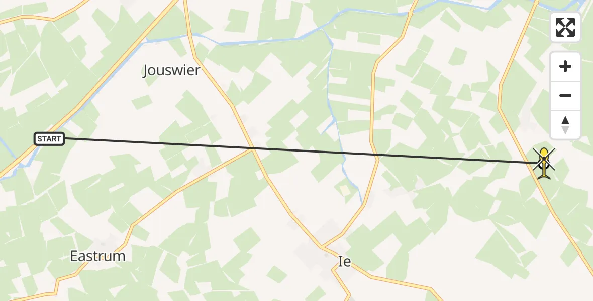 Routekaart van de vlucht: Ambulancehelikopter naar Ee, Saatsenwei