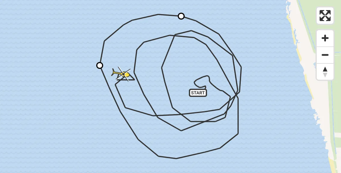 Routekaart van de vlucht: Kustwachthelikopter naar Workum