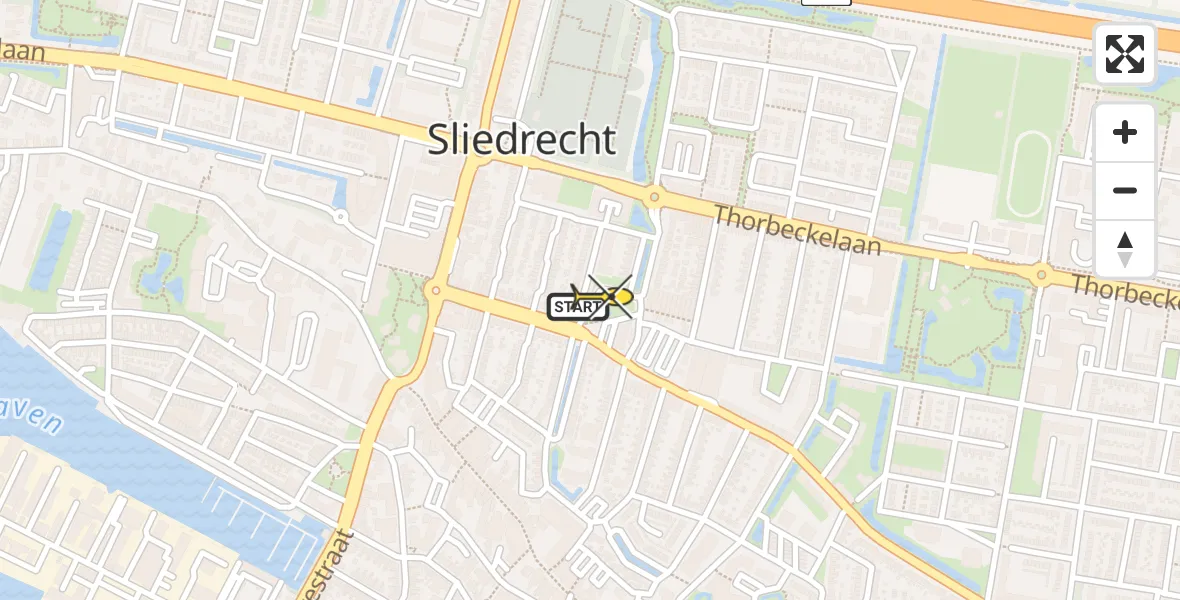 Routekaart van de vlucht: Lifeliner 2 naar Sliedrecht, Simon Stevinstraat