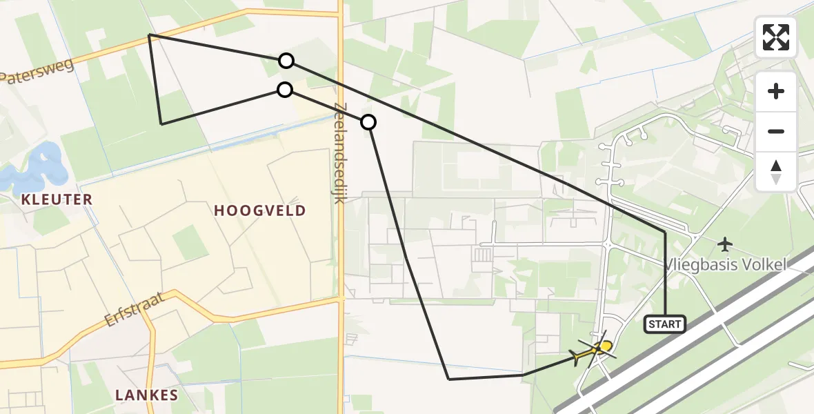 Routekaart van de vlucht: Lifeliner 3 naar Vliegbasis Volkel, Zeelandsedijk