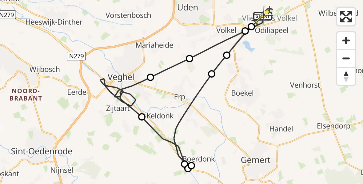 Routekaart van de vlucht: Lifeliner 3 naar Vliegbasis Volkel, Rondweg Volkel