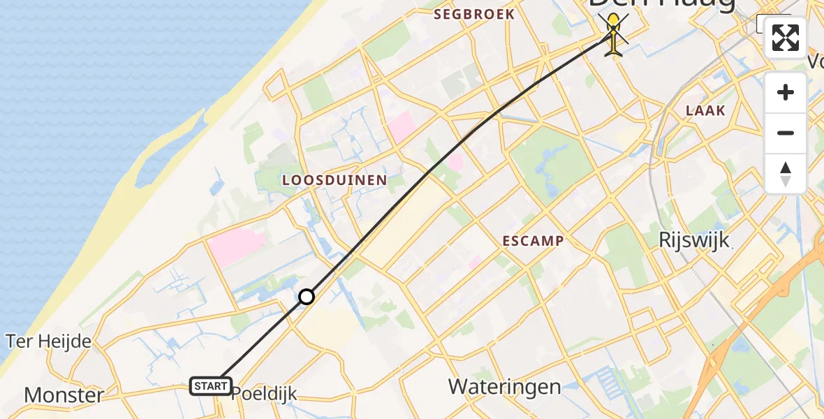 Routekaart van de vlucht: Lifeliner 2 naar Den Haag, Scherpenhoeklaan