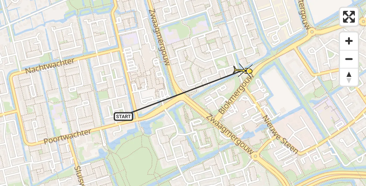 Vluchtroute Politiehelikopter van Hoorn naar Hoorn