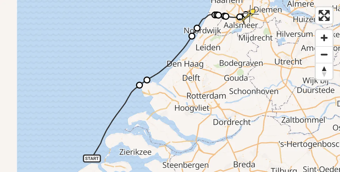 Routekaart van de vlucht: Politieheli naar Schiphol, Thermiekstraat