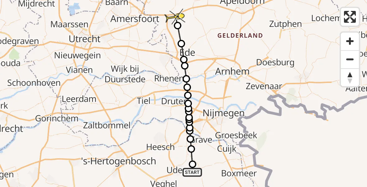 Routekaart van de vlucht: Lifeliner 3 naar Barneveld, Zeelandsedijk