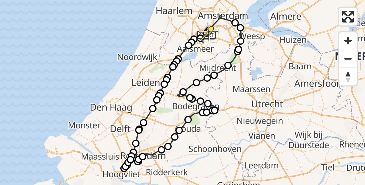 Routekaart van de vlucht: Politieheli naar Schiphol, Schipholweg