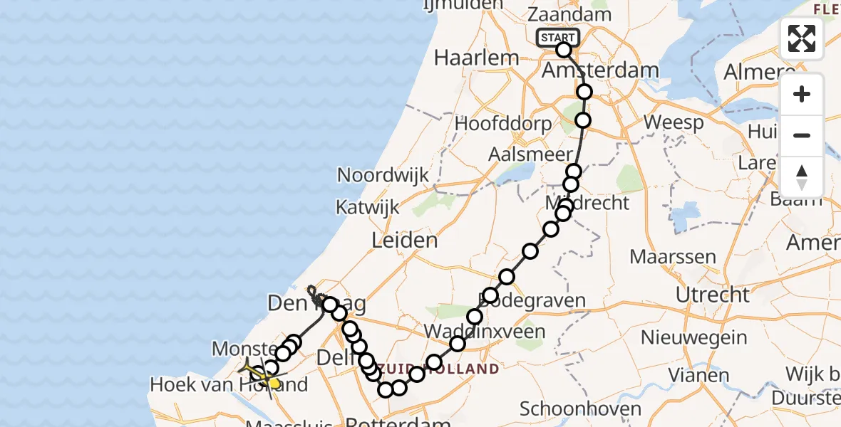 Routekaart van de vlucht: Lifeliner 2 naar Naaldwijk, Corsicaweg