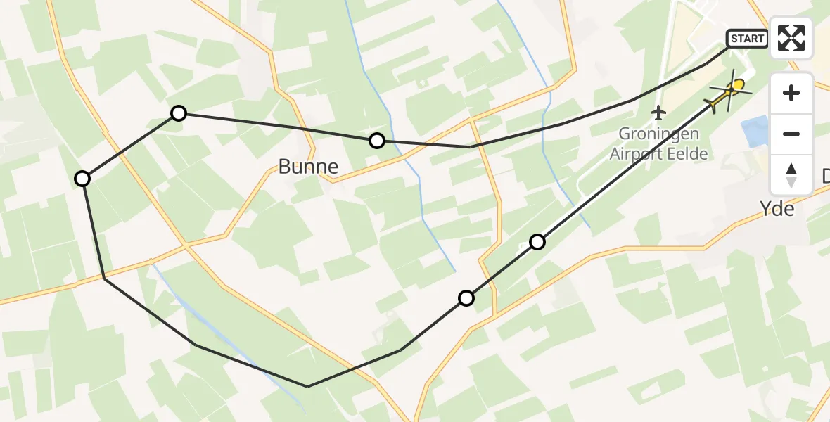 Routekaart van de vlucht: Lifeliner 4 naar Groningen Airport Eelde, Veldkampweg