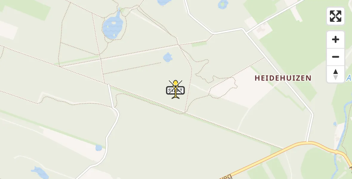 Routekaart van de vlucht: Politiehelikopter naar Olterterp, Heidehuzen