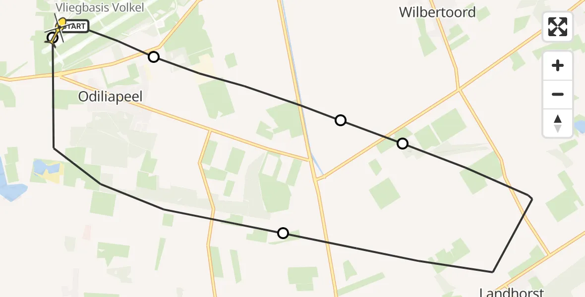 Routekaart van de vlucht: Lifeliner 3 naar Vliegbasis Volkel, Zeelandsedijk