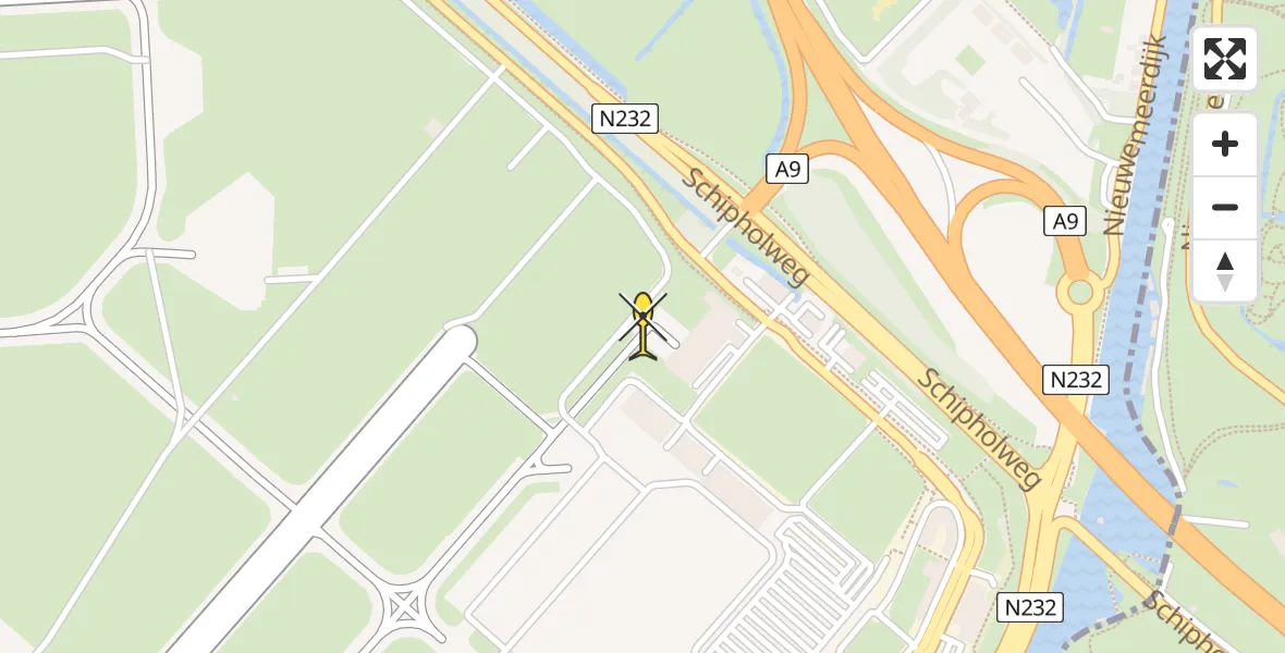 Vluchtroute Politiehelikopter van Schiphol naar Schiphol