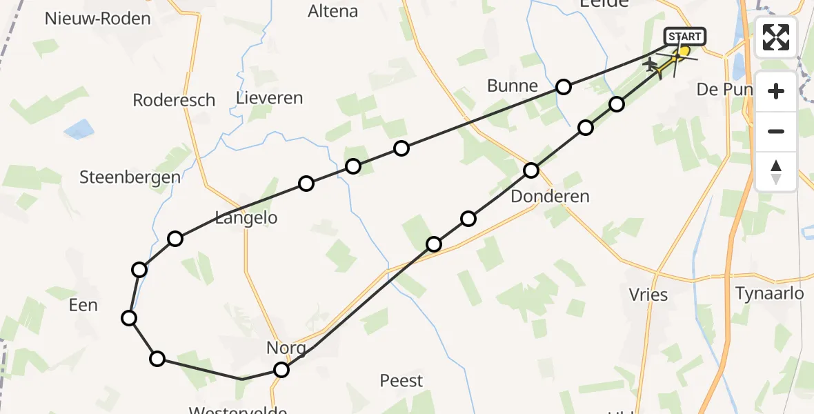 Routekaart van de vlucht: Lifeliner 4 naar Groningen Airport Eelde, Lugtenbergerweg