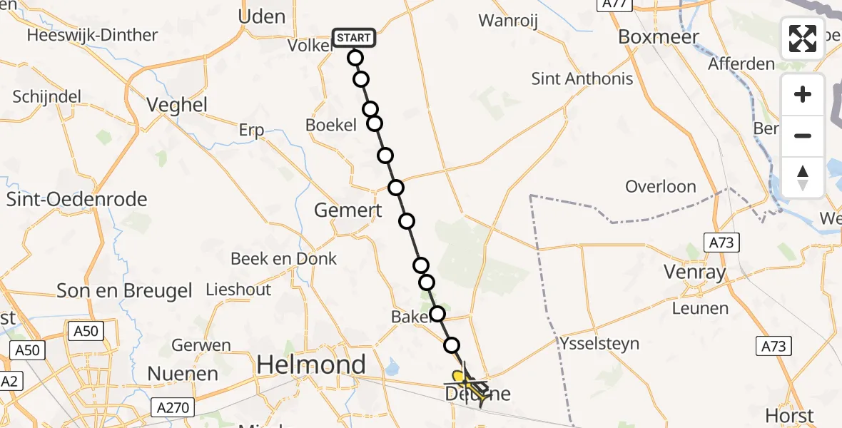 Routekaart van de vlucht: Lifeliner 3 naar Deurne, Oosterheidestraat