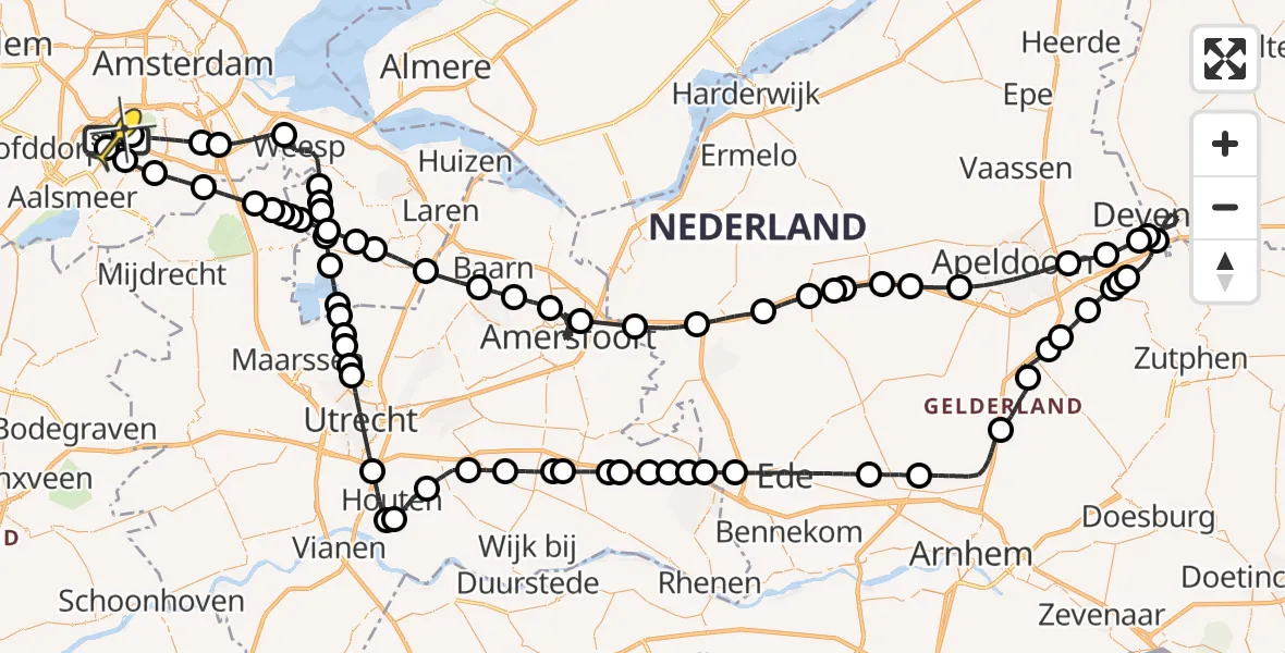 Routekaart van de vlucht: Politieheli naar Schiphol, Loevesteinse Randweg