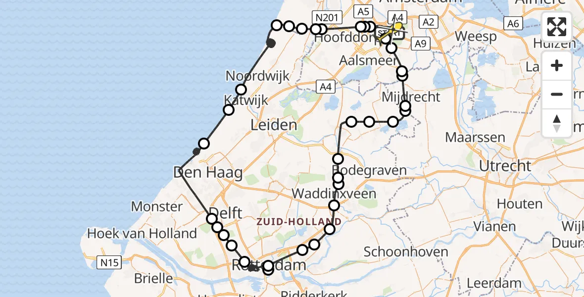 Routekaart van de vlucht: Politieheli naar Schiphol, Loevesteinse Randweg