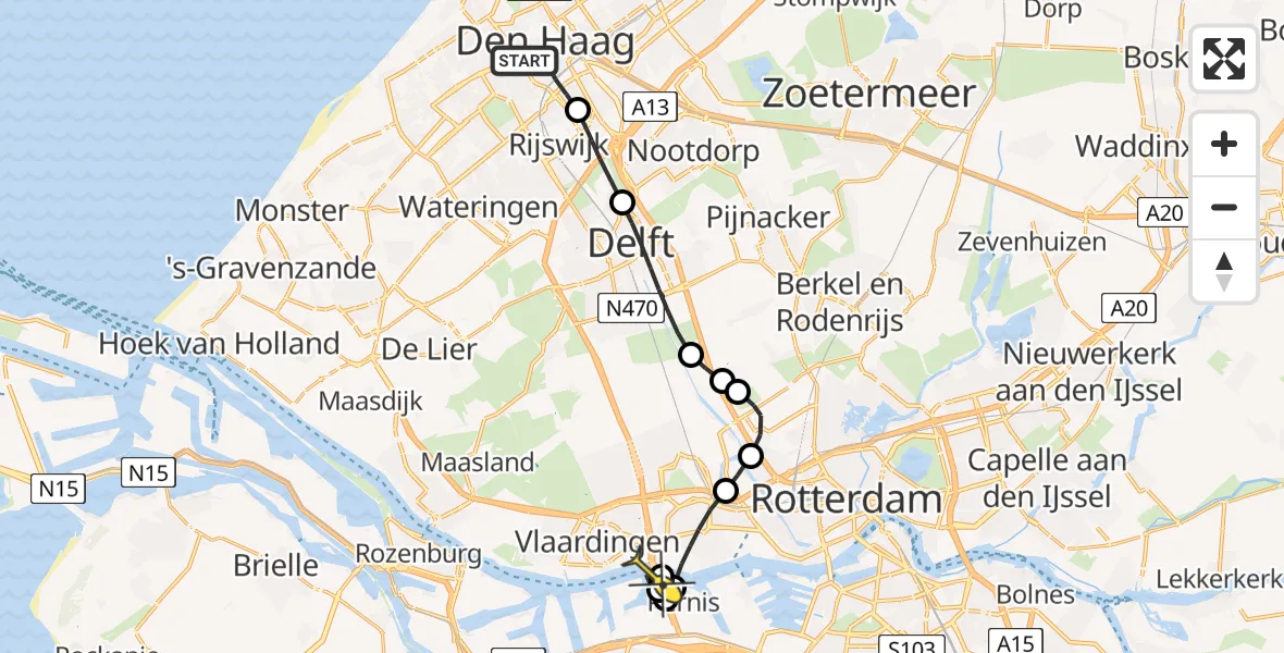 Routekaart van de vlucht: Lifeliner 2 naar Vondelingenplaat, Groenewegje