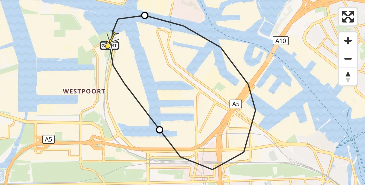 Routekaart van de vlucht: Lifeliner 1 naar Amsterdam Heliport, Maltaweg