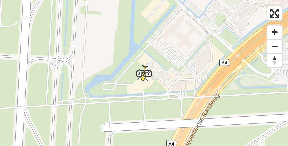 Routekaart van de vlucht: Politiehelikopter naar Luchthaven Schiphol, Sneeuwvlootweg