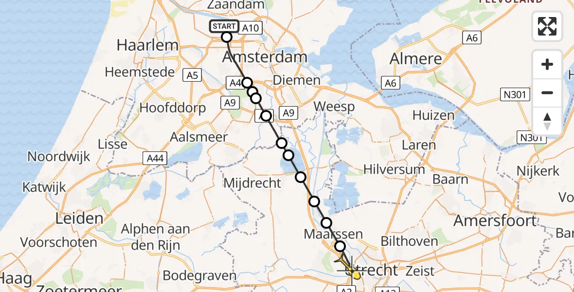 Routekaart van de vlucht: Lifeliner 1 naar Utrecht, Maltaweg