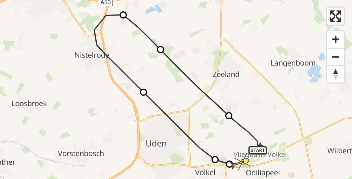 Routekaart van de vlucht: Lifeliner 3 naar Vliegbasis Volkel, Houtvennen