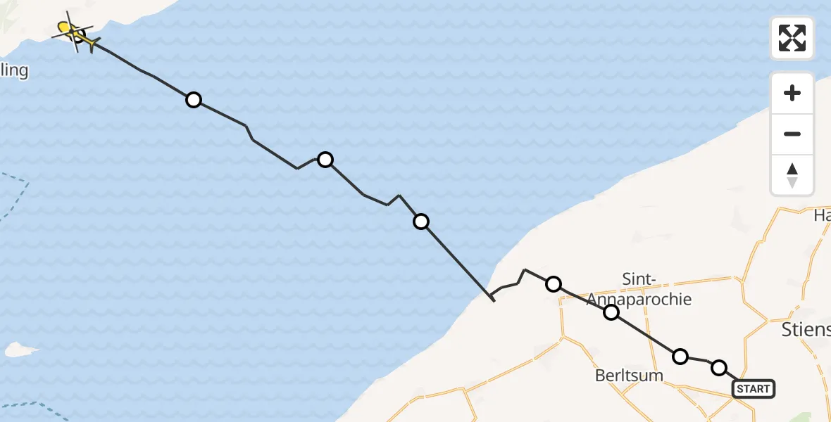 Routekaart van de vlucht: Ambulancehelikopter naar Striep, Hamerenweg