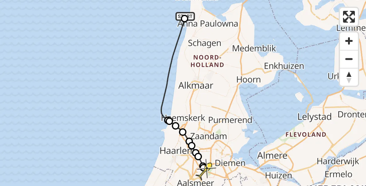 Routekaart van de vlucht: Politieheli naar Schiphol, Thermiekstraat