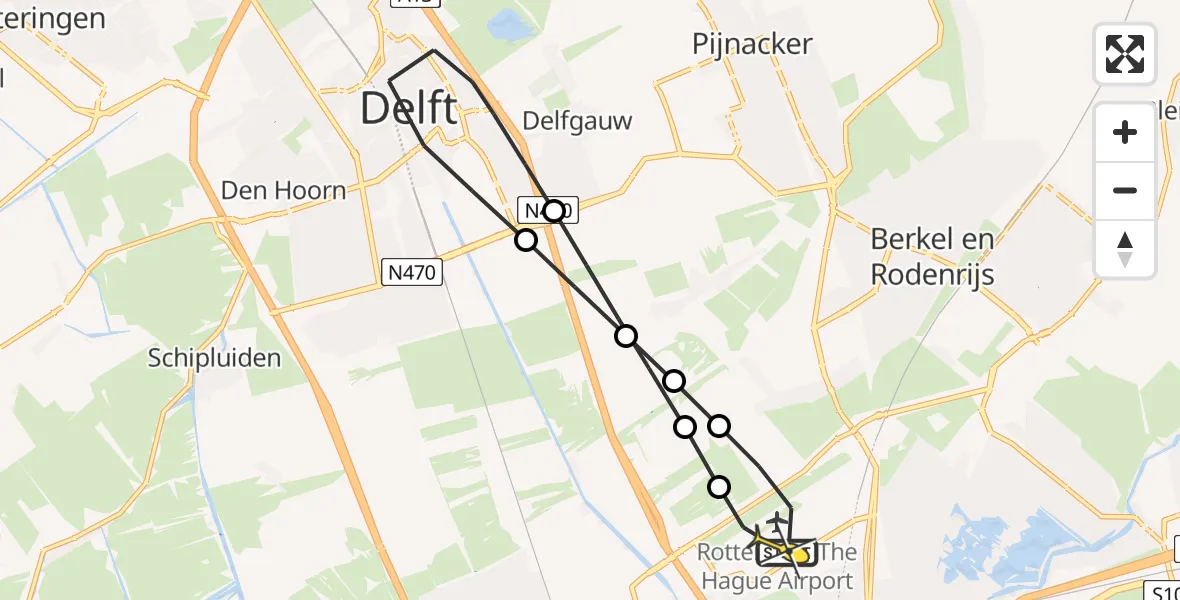 Routekaart van de vlucht: Lifeliner 2 naar Rotterdam The Hague Airport, Brandenburgbaan