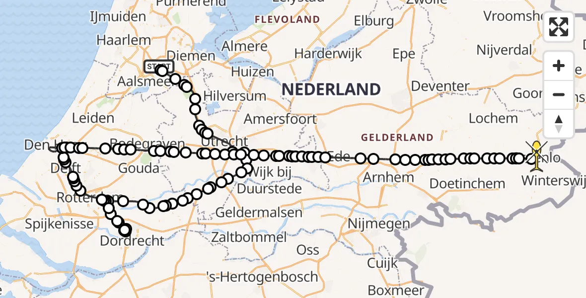 Routekaart van de vlucht: Politieheli naar Groenlo, Van Weerden-Poelmanweg