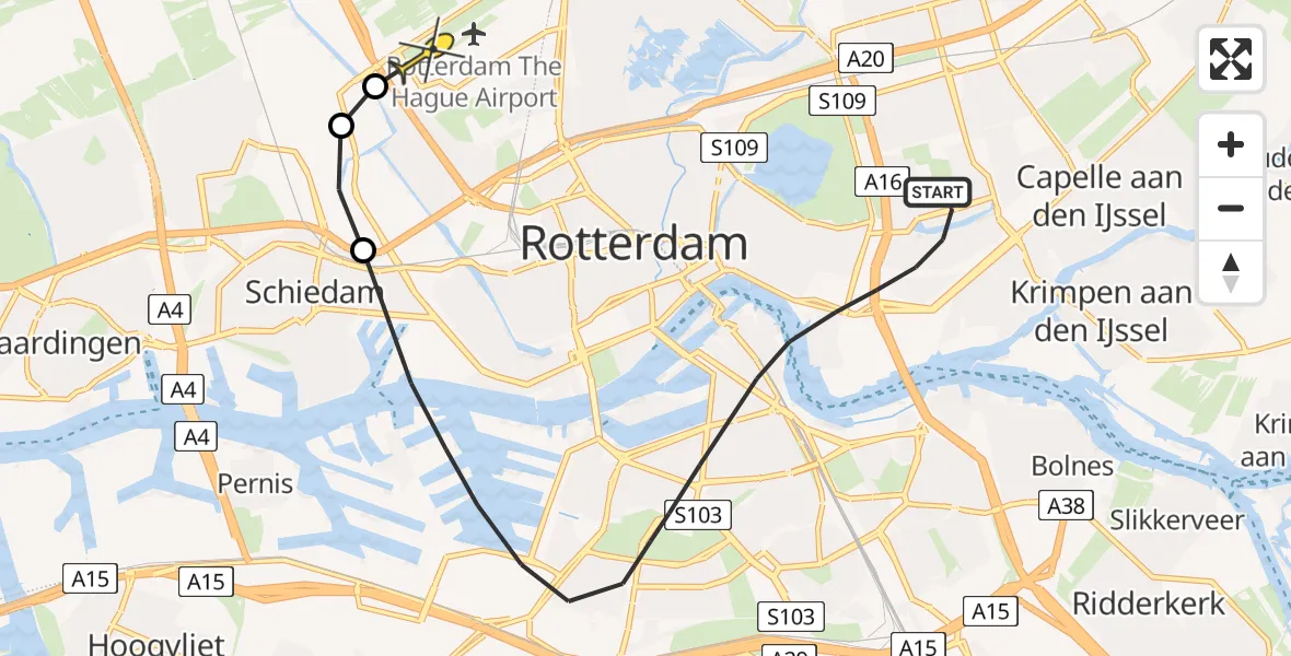 Routekaart van de vlucht: Lifeliner 2 naar Rotterdam The Hague Airport, Engelbrechtweg