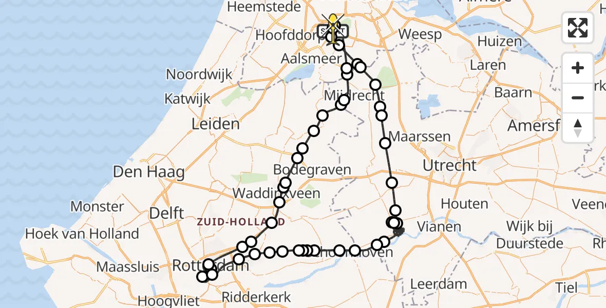 Routekaart van de vlucht: Politieheli naar Schiphol, Van Weerden-Poelmanweg