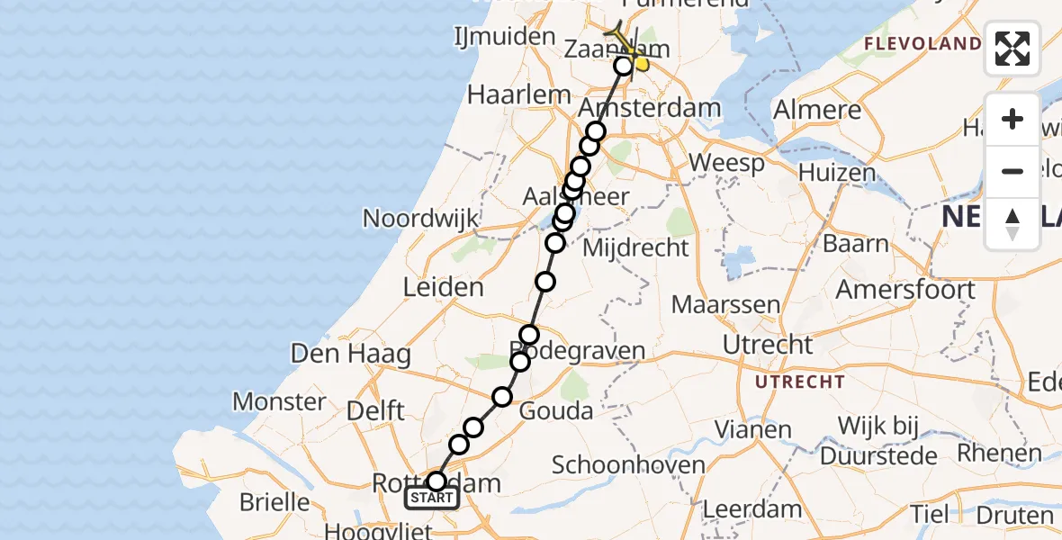 Routekaart van de vlucht: Lifeliner 2 naar Oostzaan, Mauritsstraat