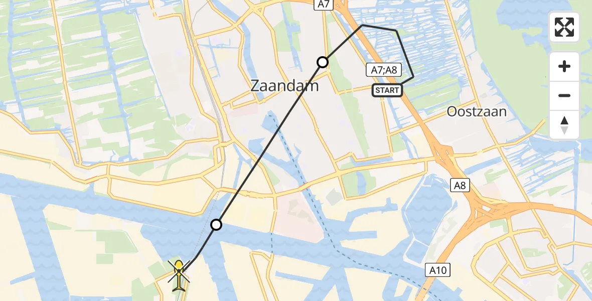 Routekaart van de vlucht: Lifeliner 2 naar Amsterdam Heliport, Klaas Wannensloot