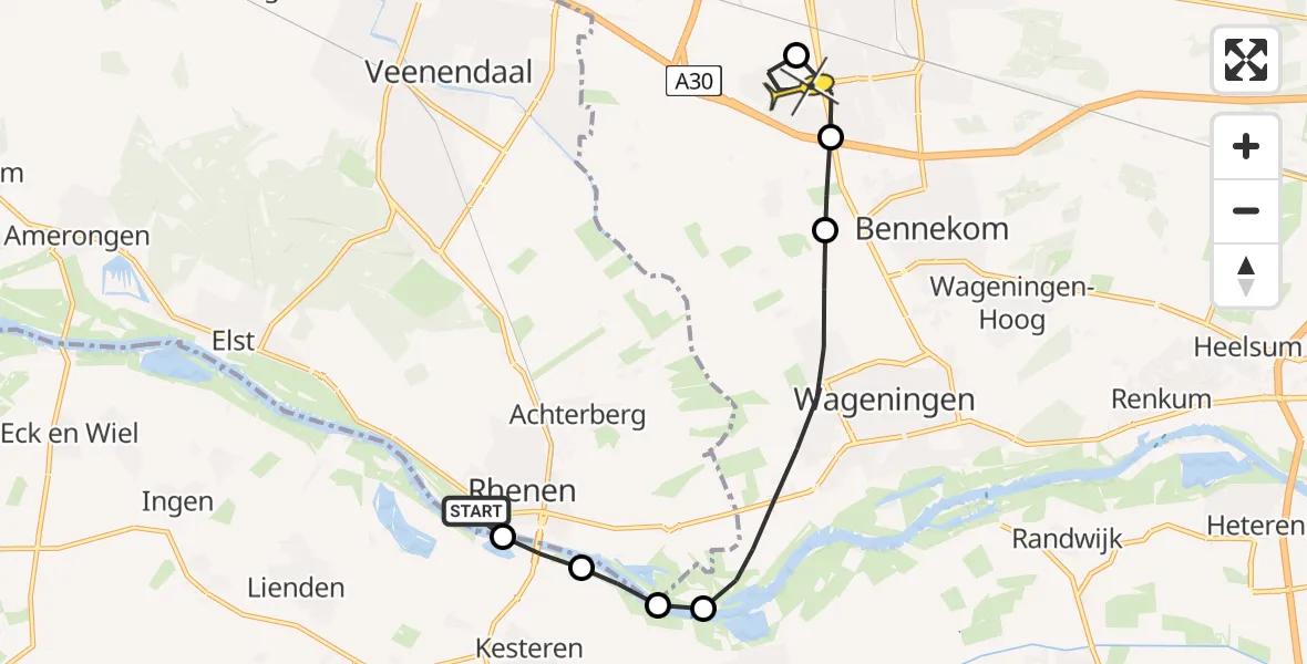 Routekaart van de vlucht: Lifeliner 3 naar Lukkien Heliport, Marsdijk