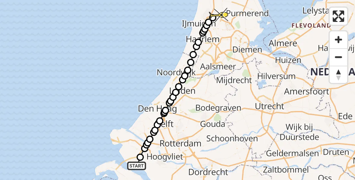 Routekaart van de vlucht: Lifeliner 2 naar Assendelft, Koperslagerplein