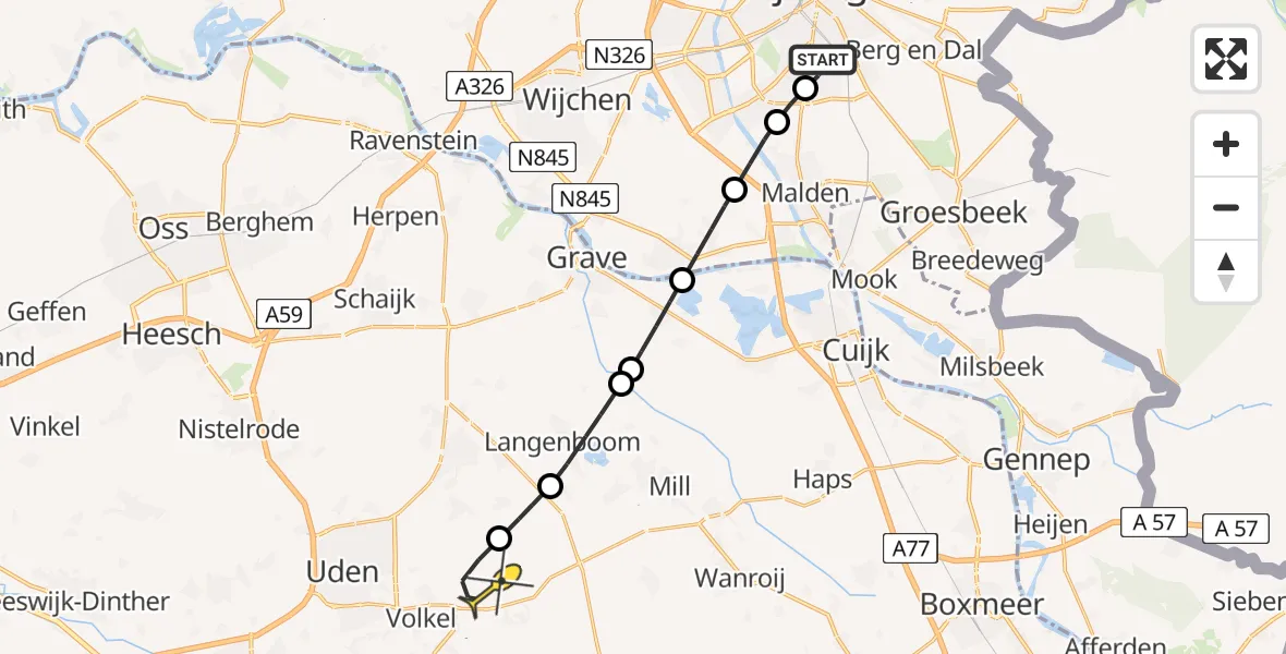 Routekaart van de vlucht: Lifeliner 3 naar Vliegbasis Volkel, St. Annastraat