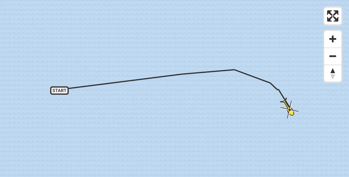 Routekaart van de vlucht: Kustwachthelikopter naar Vlissingen