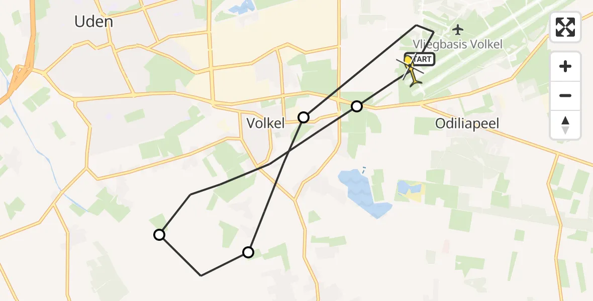 Routekaart van de vlucht: Lifeliner 3 naar Vliegbasis Volkel, Antoniusstraat