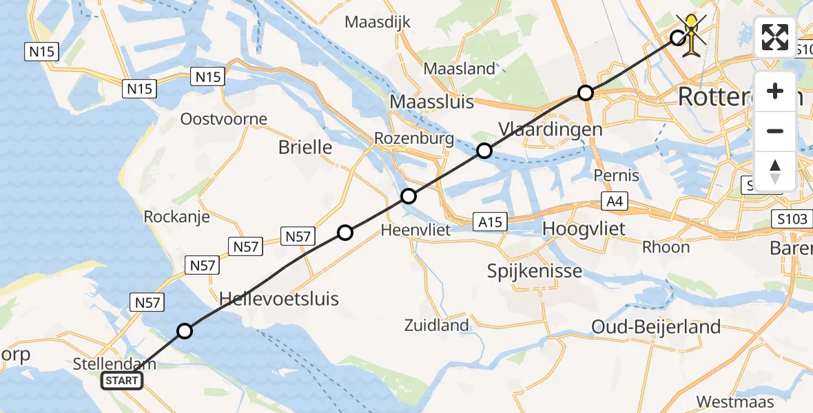 Routekaart van de vlucht: Lifeliner 2 naar Rotterdam The Hague Airport, Deltageul