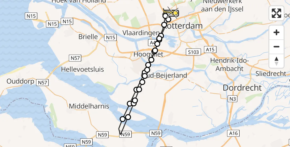 Routekaart van de vlucht: Lifeliner 2 naar Rotterdam The Hague Airport, Becramming