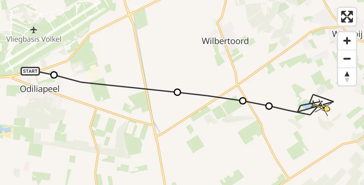 Routekaart van de vlucht: Lifeliner 3 naar Wanroij, Beukenlaan