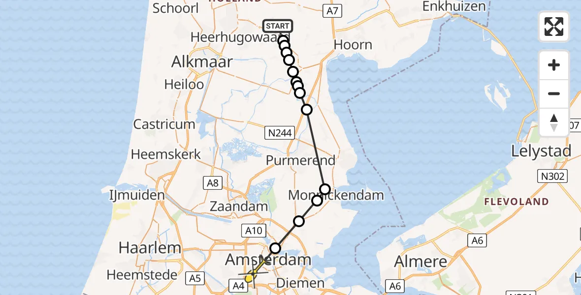Routekaart van de vlucht: Politiehelikopter naar Amsterdam, Braken